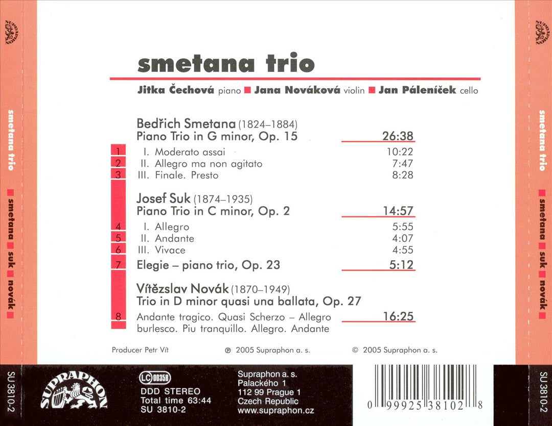 Smetana, Suk, Novák: Piano Trios cover art