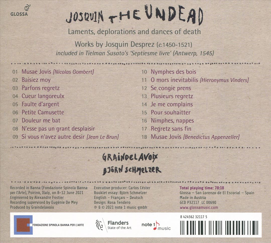 Josquin, The Undead: Laments, Deplorations and Dances of Death cover art
