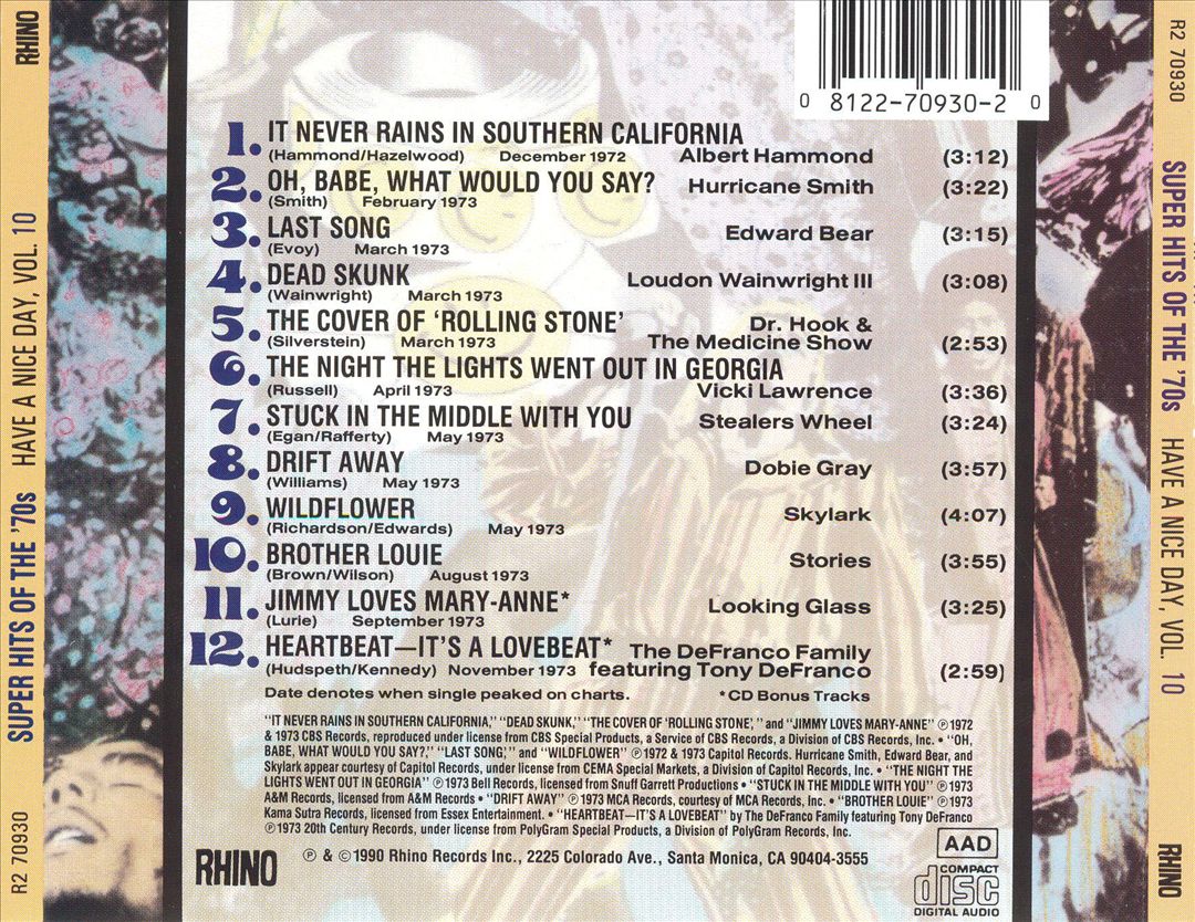 Super Hits of the '70s: Have a Nice Day, Vol. 10 cover art