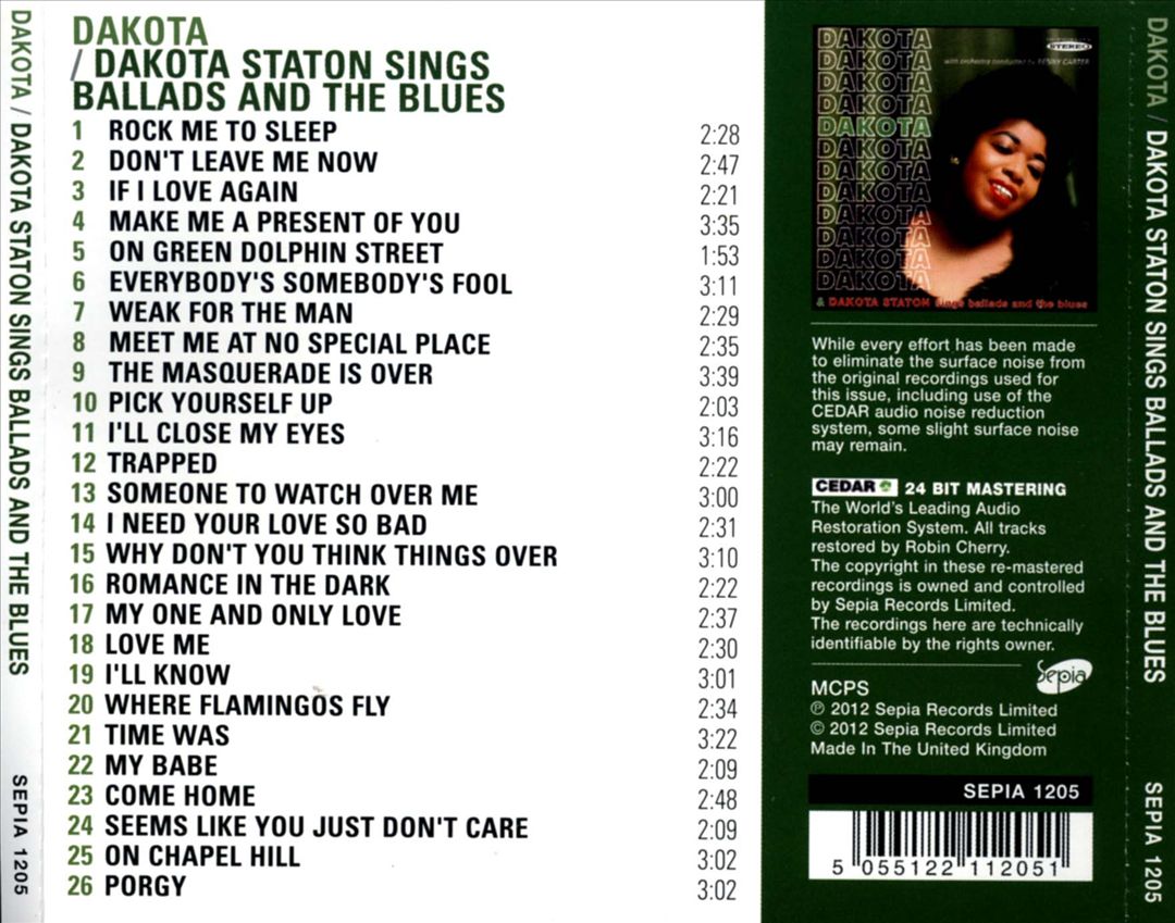 Dakota/Dakota Staton Sings Ballads and the Blues cover art