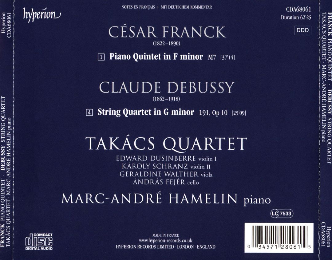 Franck: Piano Quintet; Debussy: String Quartet cover art