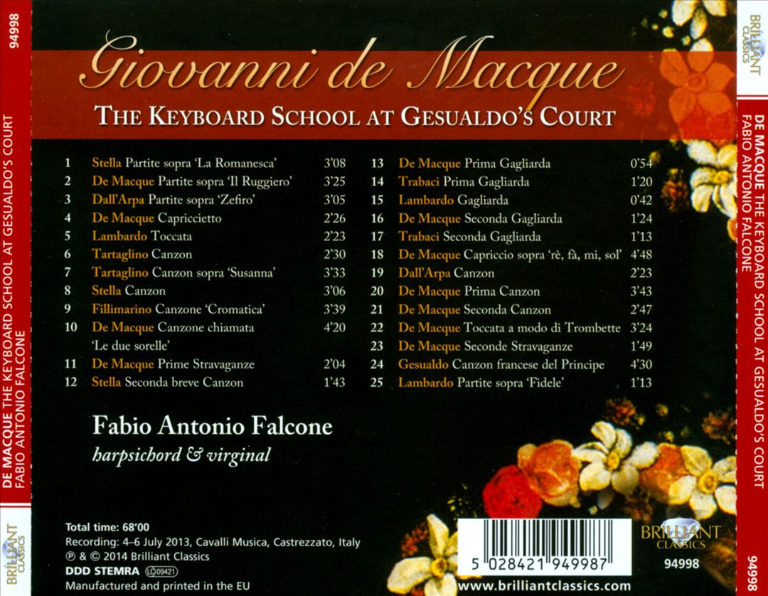 Giovanni de Macque: The Keyboard School at Gesualdo’s Court cover art