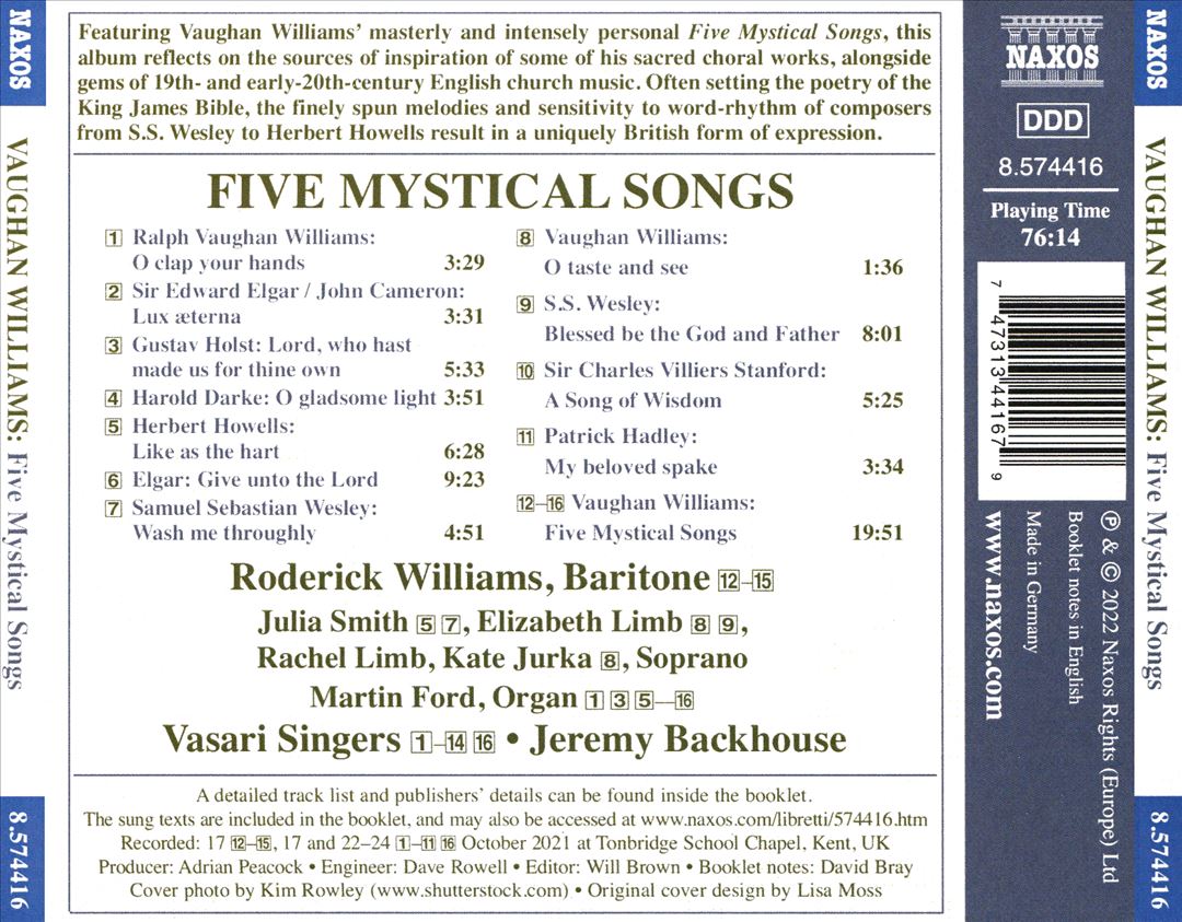 Vaughan Williams: Five Mystical Songs and other British Choral Anthems cover art