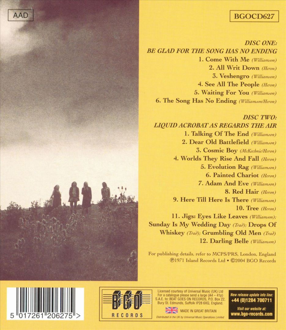 Be Glad for the Song Has No Ending/Liquid Acrobat as Regards Air cover art