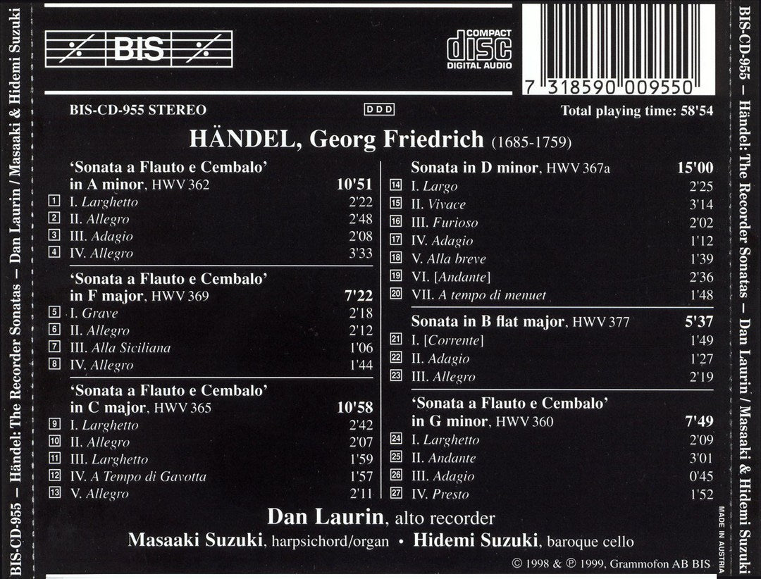Handel: Flute sonatas cover art