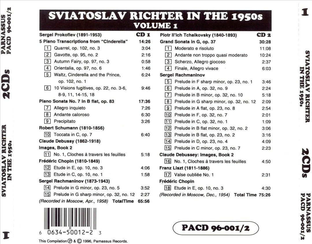 Sviatoslav Richter in the 1950s, Vol. 1 cover art