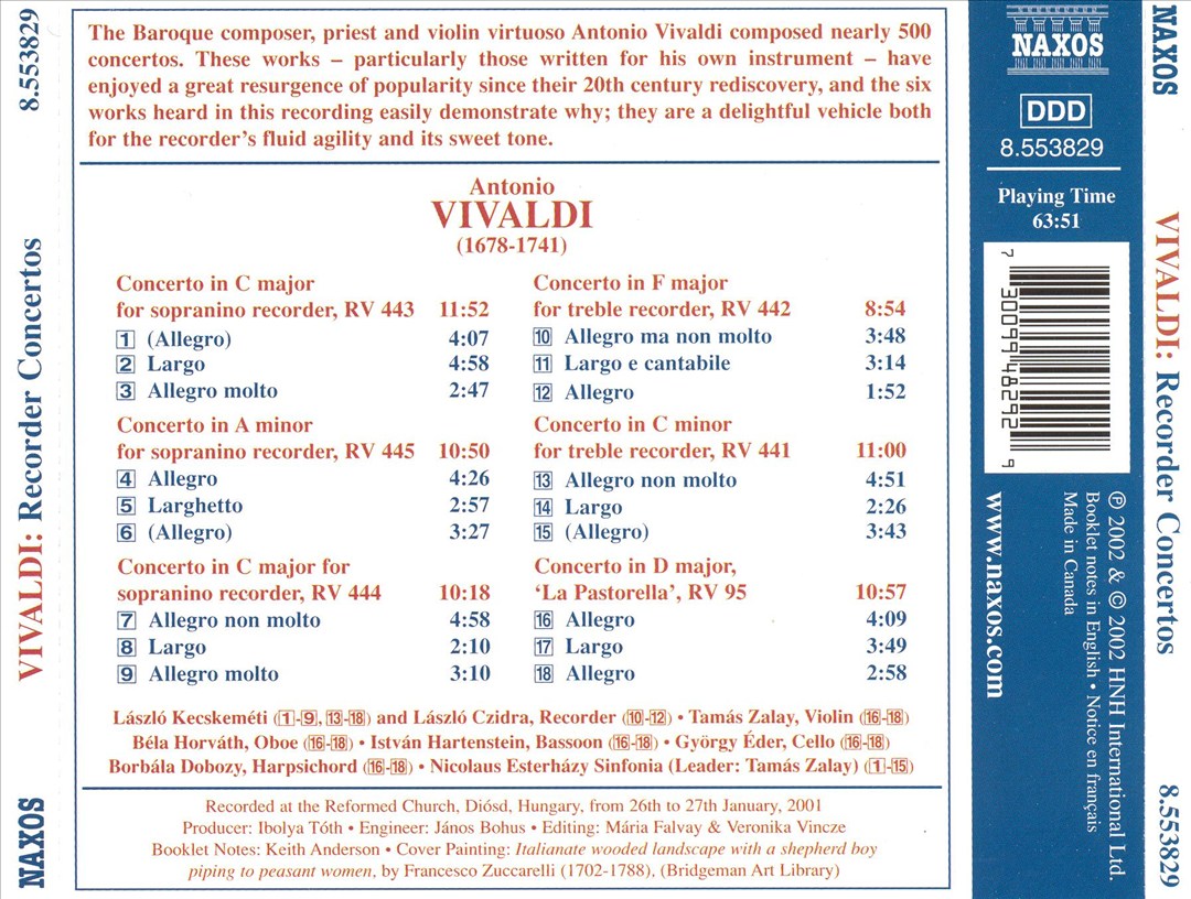 Vivaldi: Complete Recorder Concertos cover art