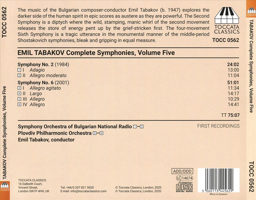 Emil Tabakov: Complete Symphonies, Vol. 5 - Symphonies Nos. 2 & 6 cover art