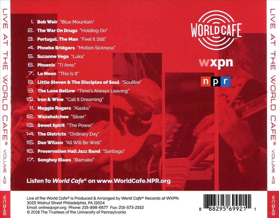 Live at the World Cafe, Vol. 43 cover art