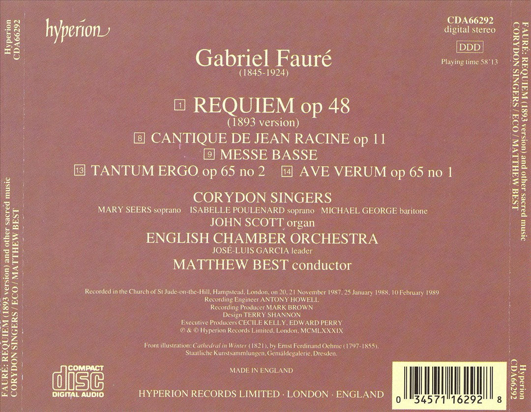 Faure: Requiem; Cantique de Jean Racine; Messe basse cover art