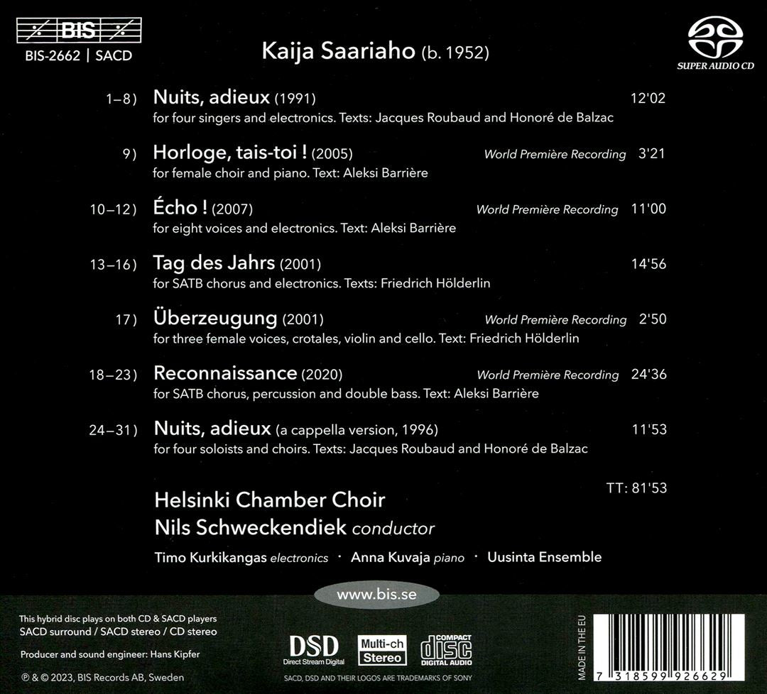 Reconnaissance: Kaija Saariaho Choral Music cover art