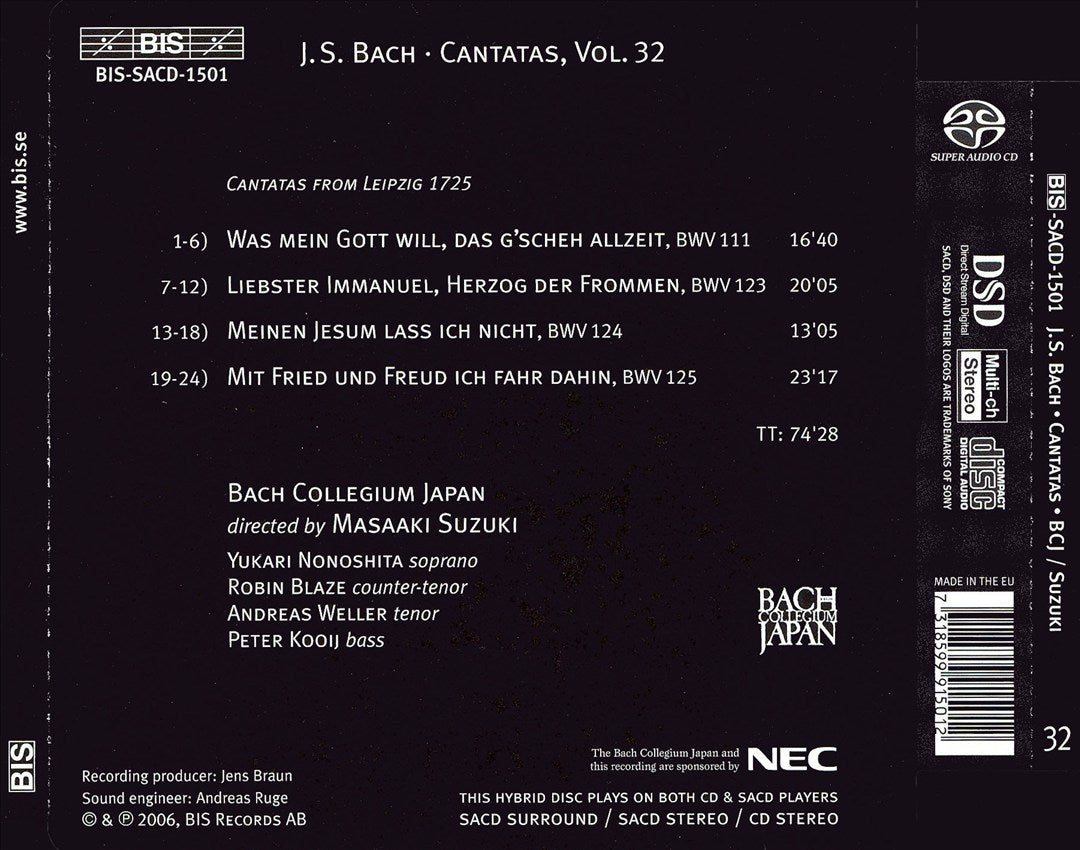 Bach: Cantatas, Vol. 32 - BWV 111, 123, 124 and 125 cover art