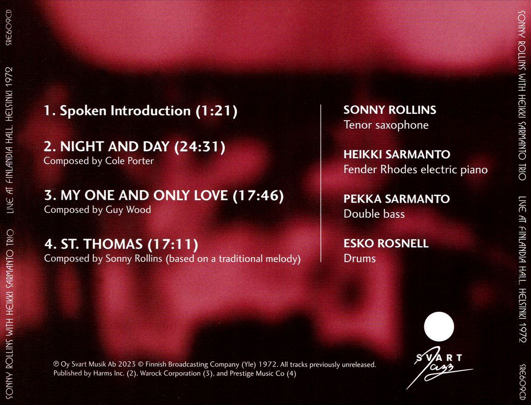 Live at Finlandia Hall, Helsinki 1972 cover art