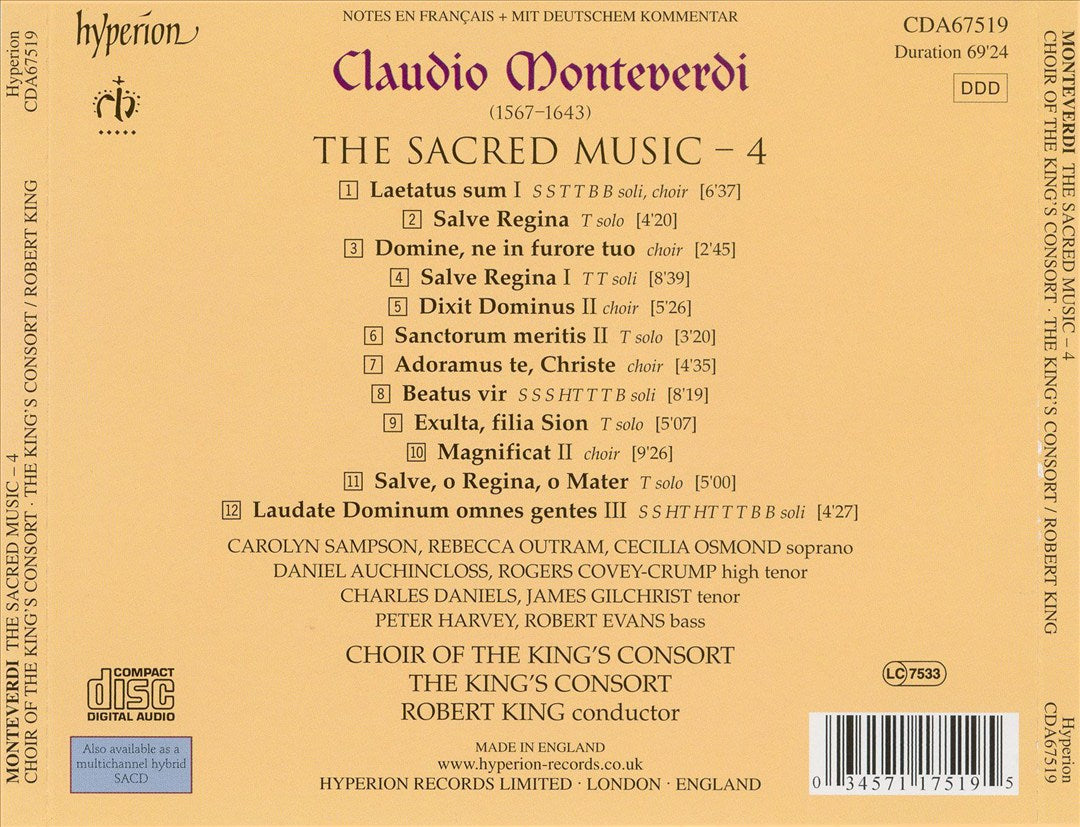 Monteverdi: The Sacred Music, Vol. 4 cover art