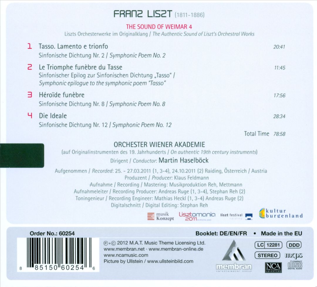 Franz Liszt: Tasso, Lamento e trionfo; Le Triomphe funèbre du Tasse; Héroïde funèbre; Die Ideale cover art