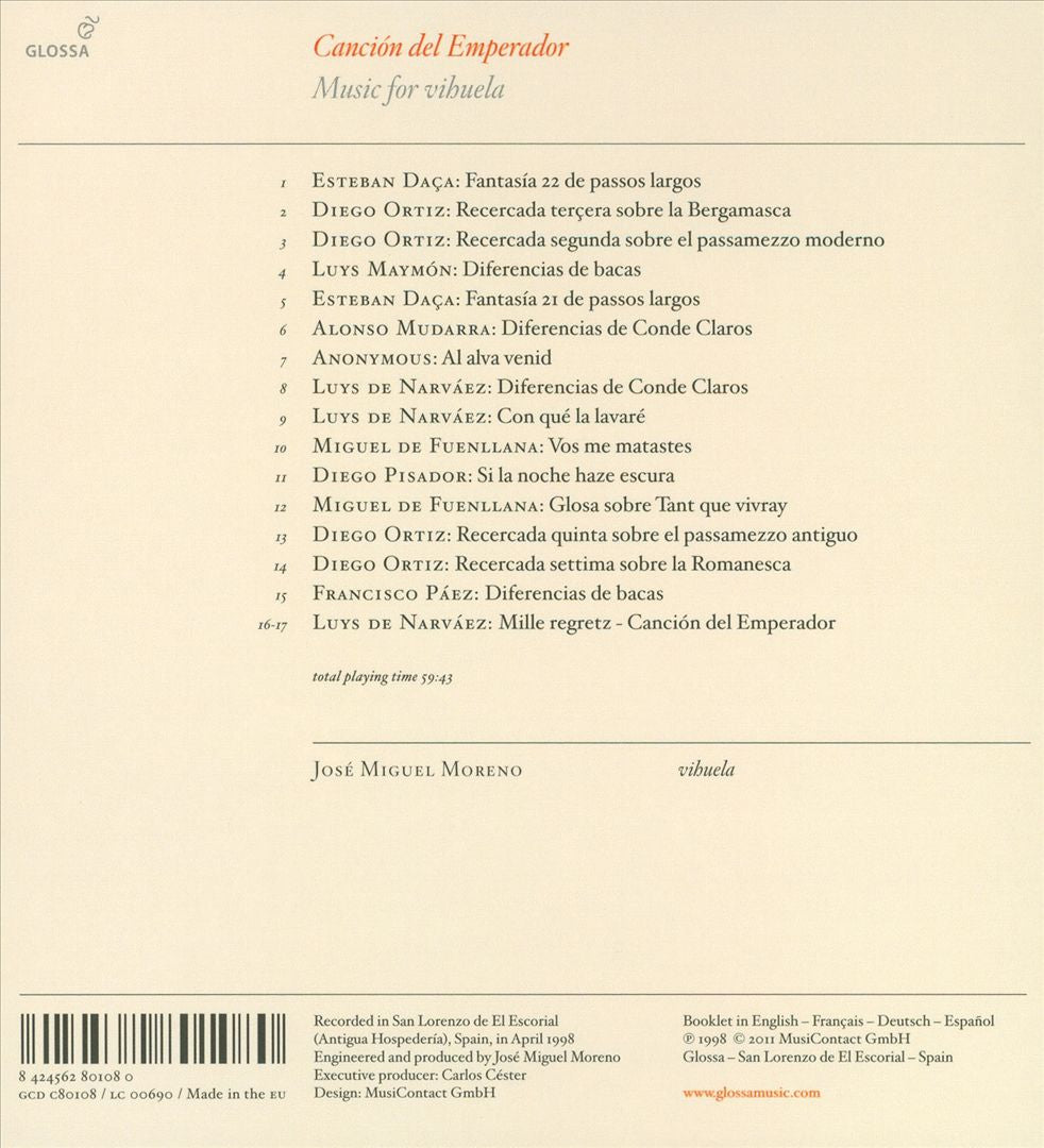 Canción del Emperador: Music for Vihuela cover art
