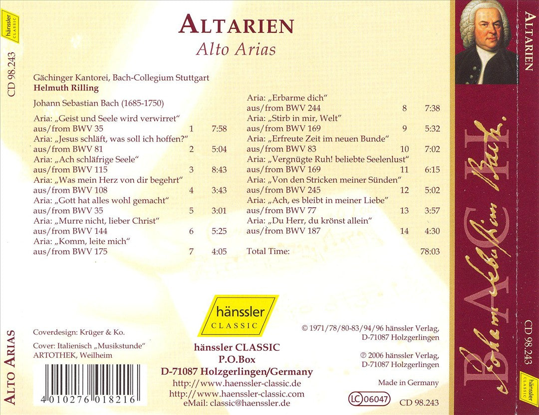 J.S. Bach: Alto Arias cover art