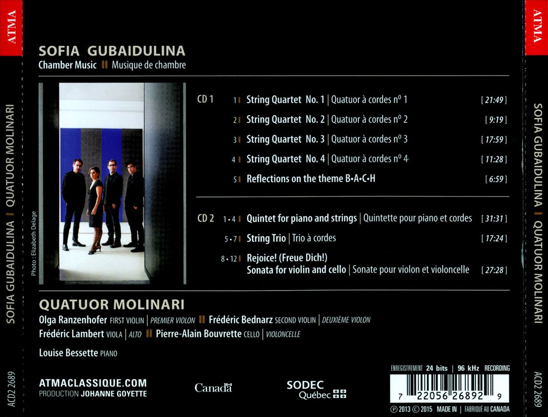 Sofia Gubaidulina: Complete String Quartets; Reflections on the theme B - A - C - H; Quintet; Trio; Freue Dich! cover art