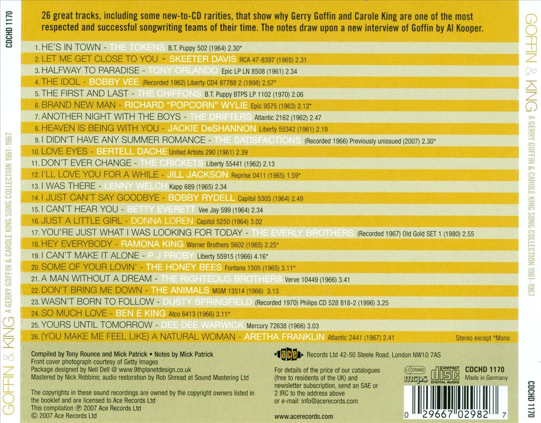 Gerry Goffin and Carole King Song Collection cover art