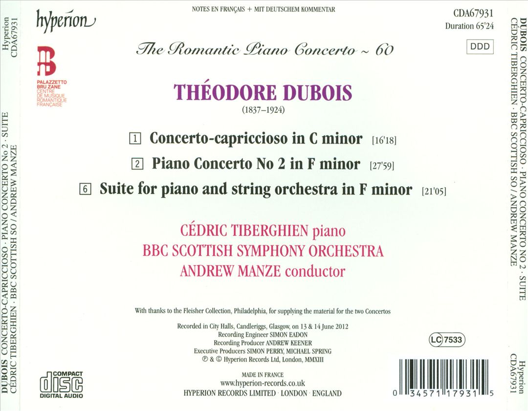 Romantic Piano Concerto, Vol. 60: Dubois cover art