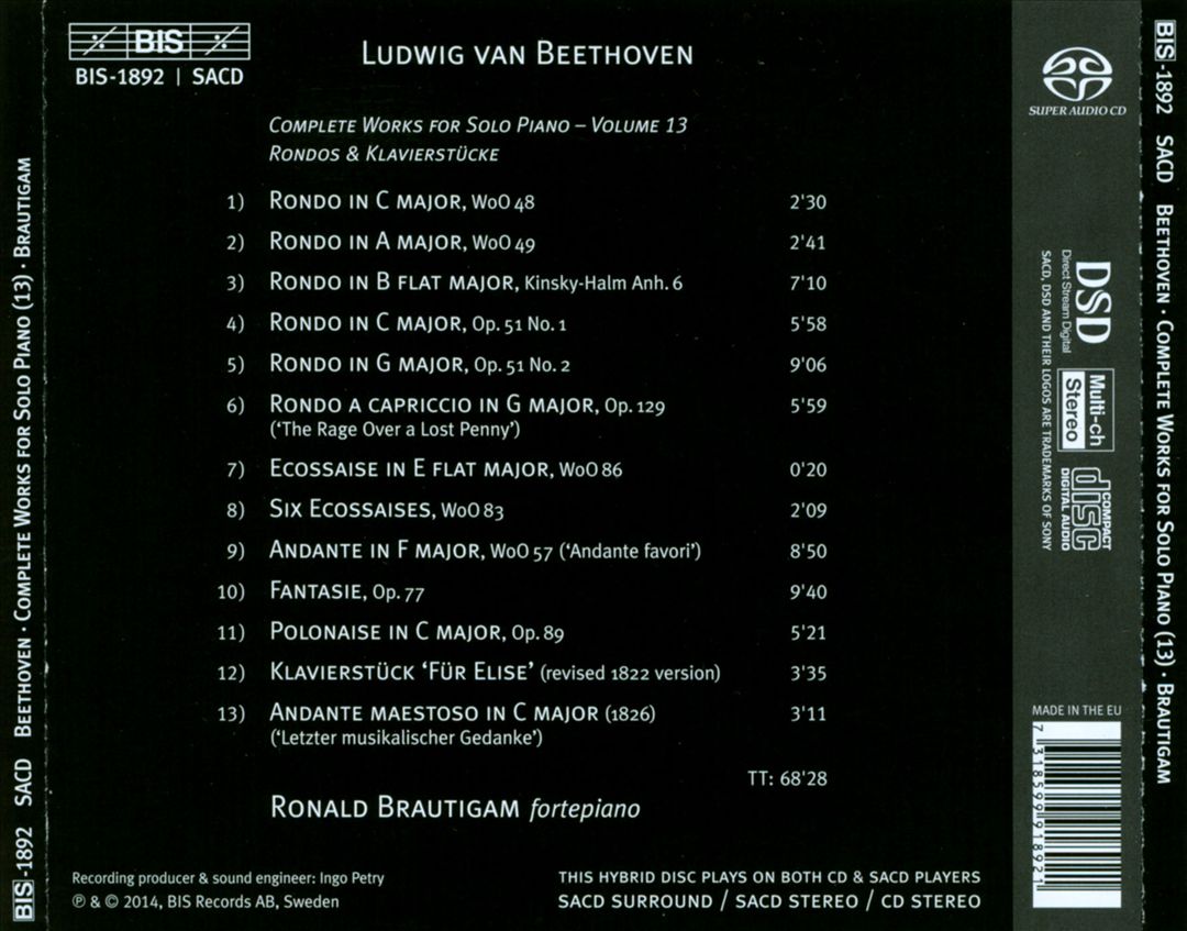 Beethoven: The Rage Over a Lost Penny; Rondos & Klavierstücke cover art