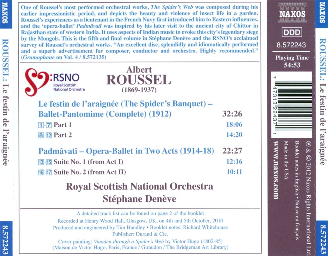Albert Roussel: Festin de l'Araignee (The Spider's Banquet); Padmâvatî Suites cover art