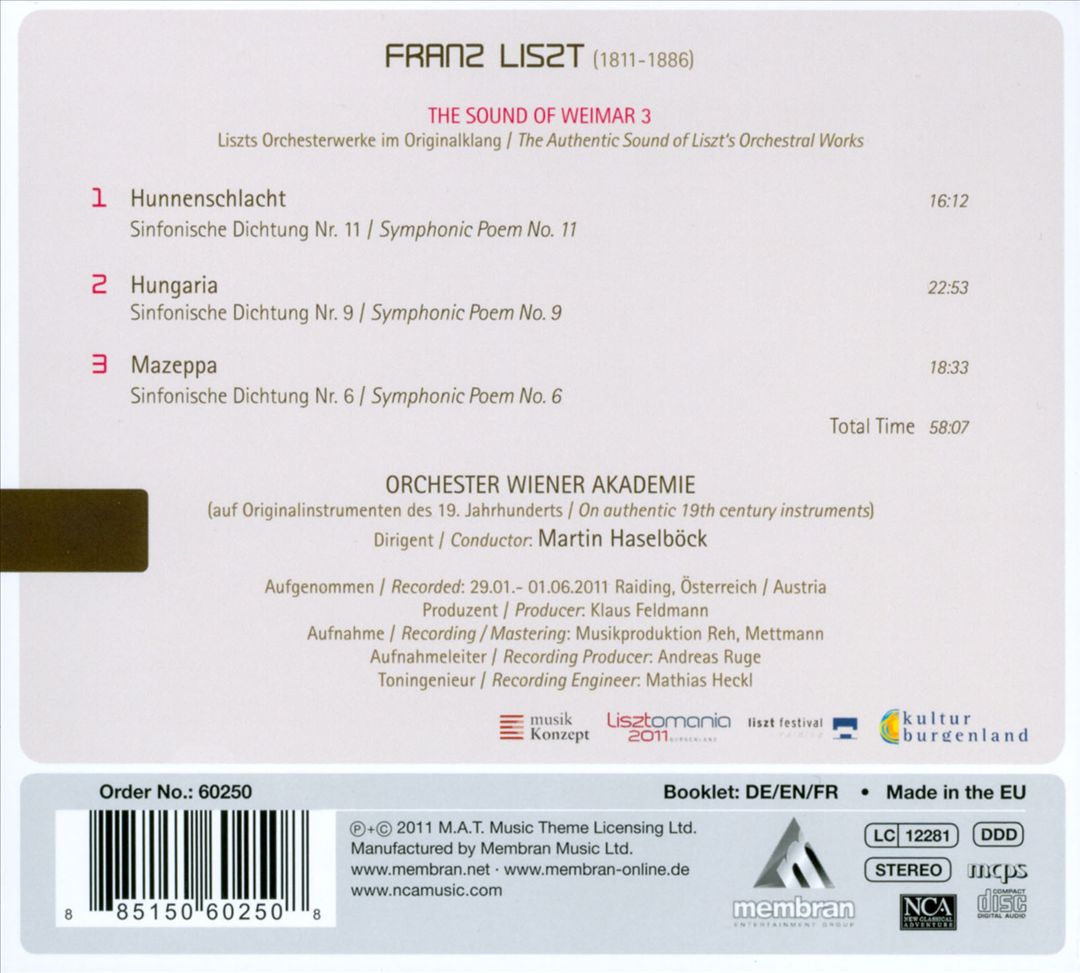 Liszt: Hunnenschlacht; Hungaria; Mazeppa cover art