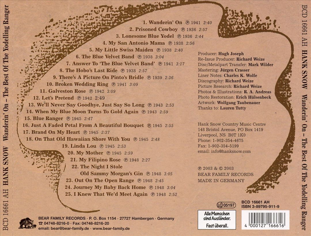 Wanderin' On: The Best of the Yodeling Ranger cover art