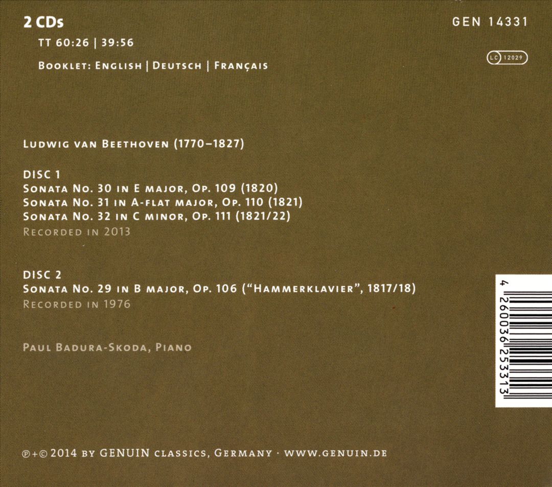 Beethoven: Piano Sonatas Opp. 109, 110 & 111; "Hammerklavier" Sonata cover art