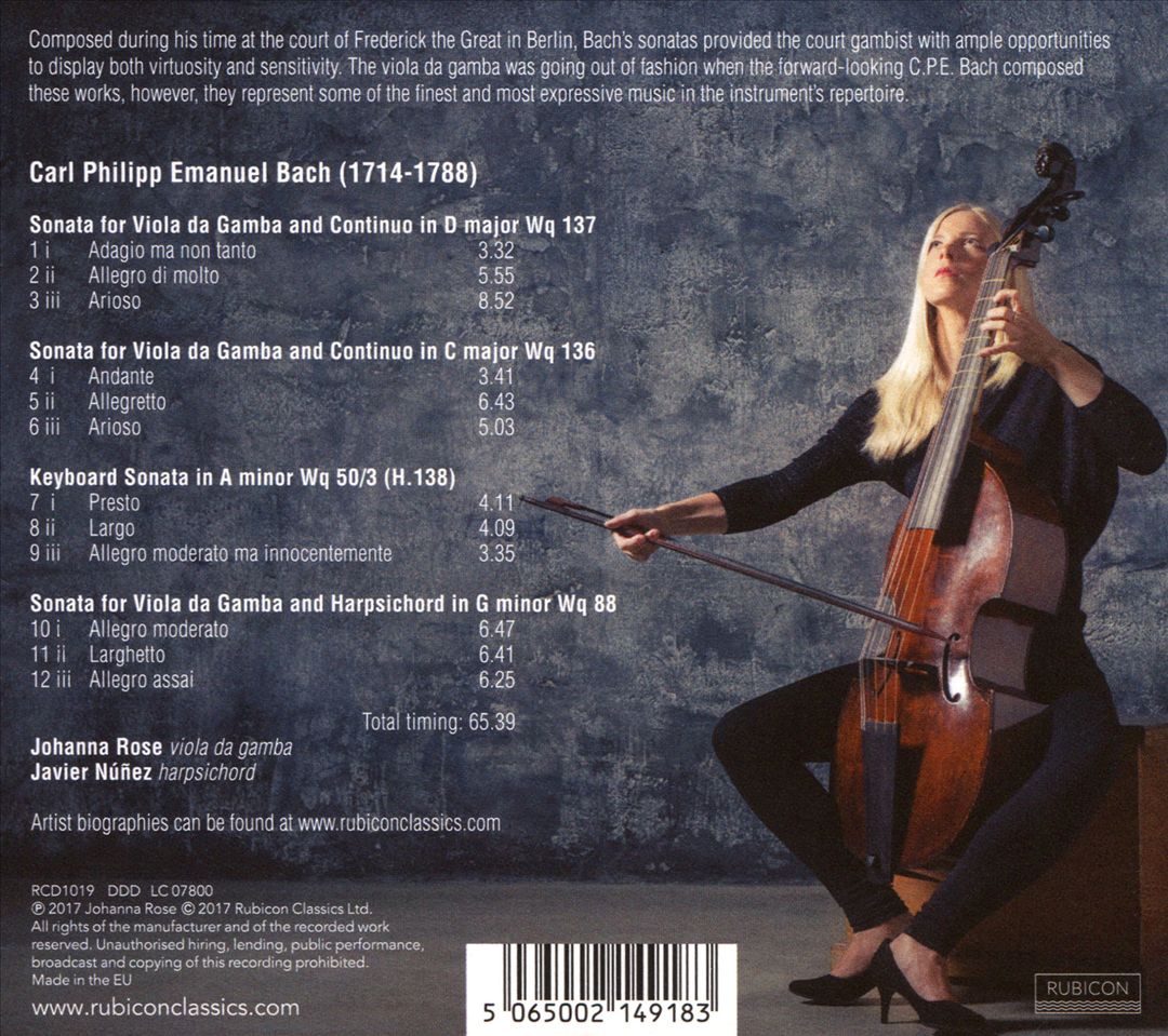C.P.E. Bach: 3 Sonatas for viola da gamba cover art