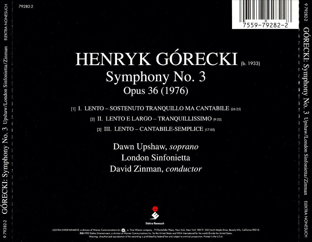Henryk Górecki: Symphony No. 3 cover art