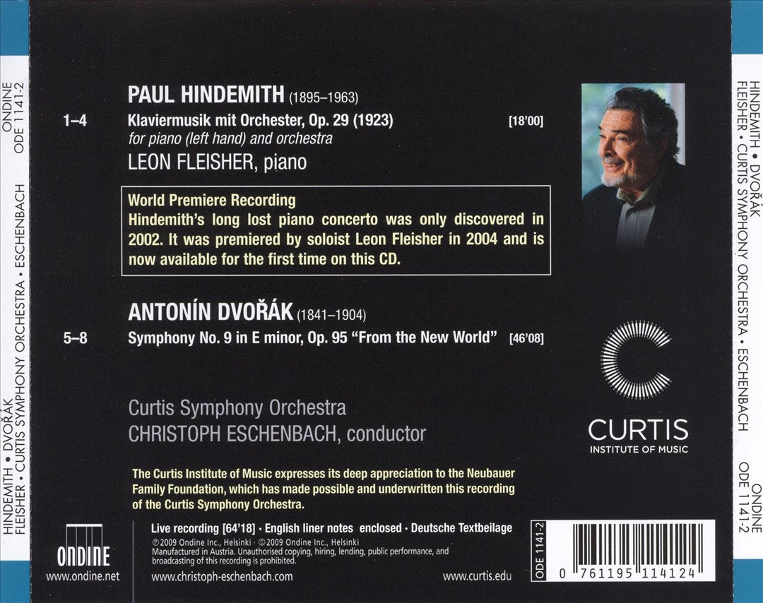 Hindemith: Klaviermusik mit Orchester; Dvorák: Symphony No. 9 "From the New World" cover art