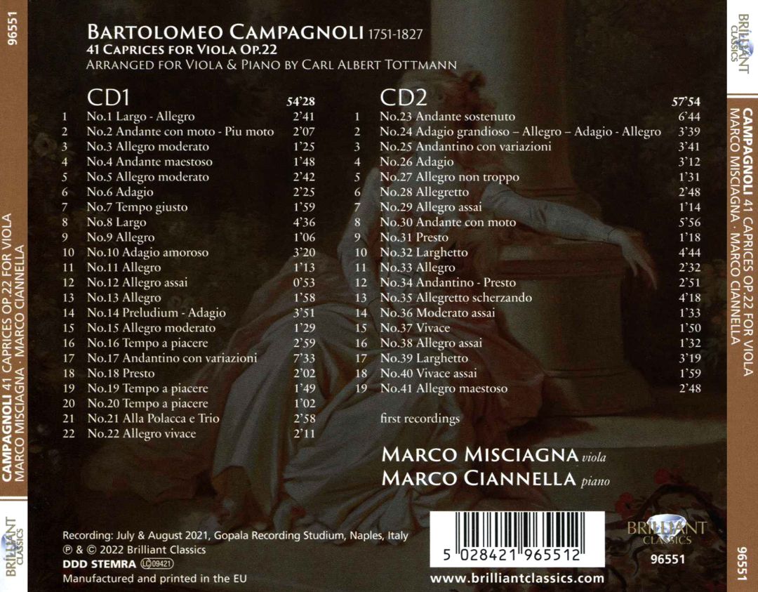 Capagnoli: 41 Caprices for Viola, Op.22 cover art