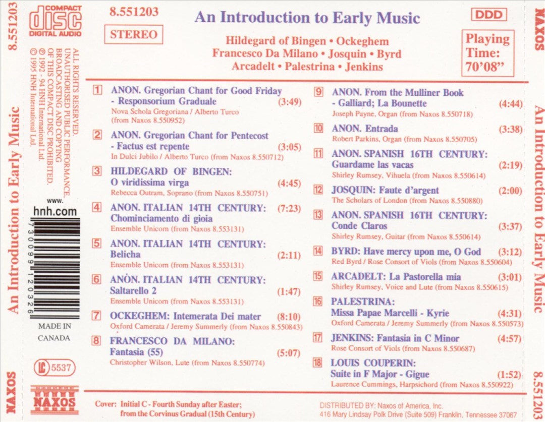 Introduction to Early Music cover art