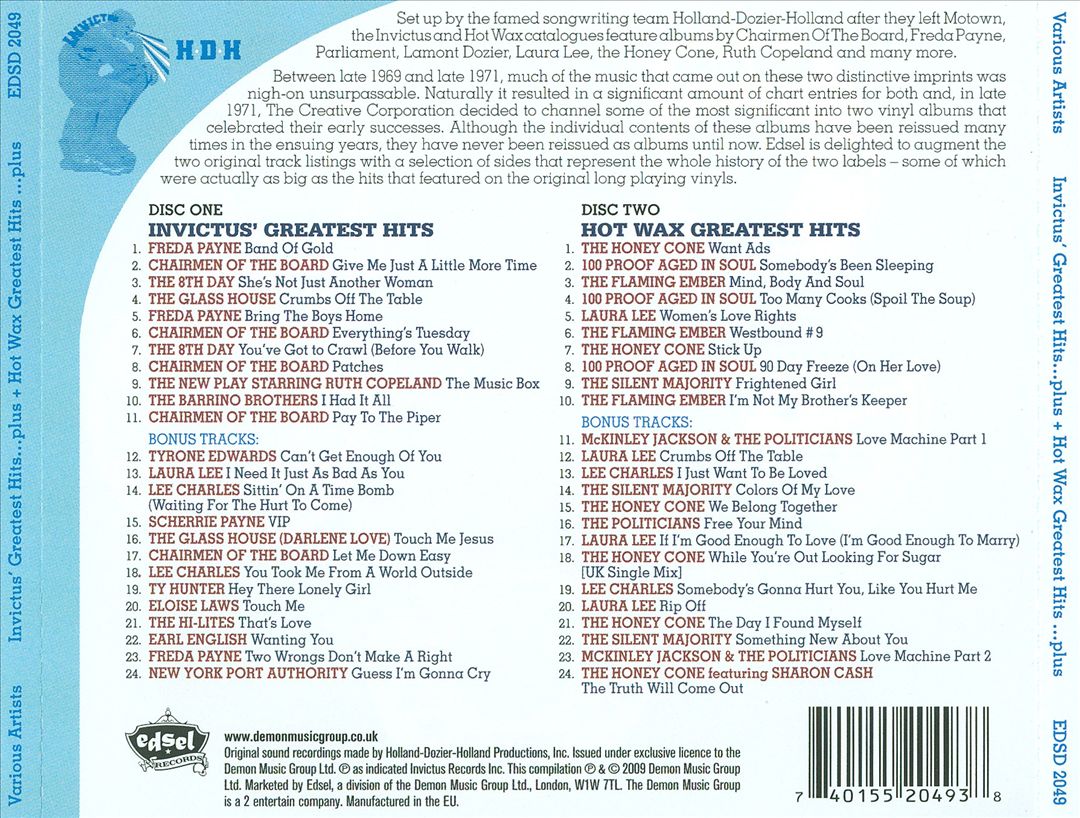 Invictus' Greatest Hits/Hot Wax Greatest Hits cover art