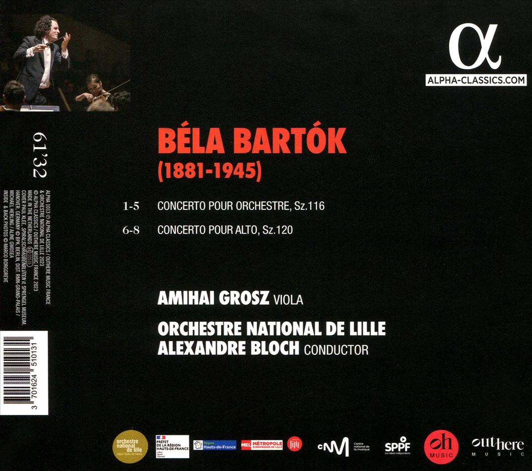 Bartók: Concerto pour orchestre; Concerto pour alto cover art