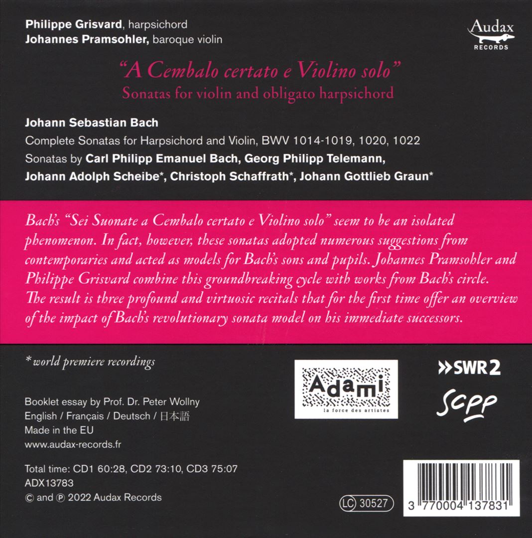 Bach: A Cembalo certato e Violino solo cover art