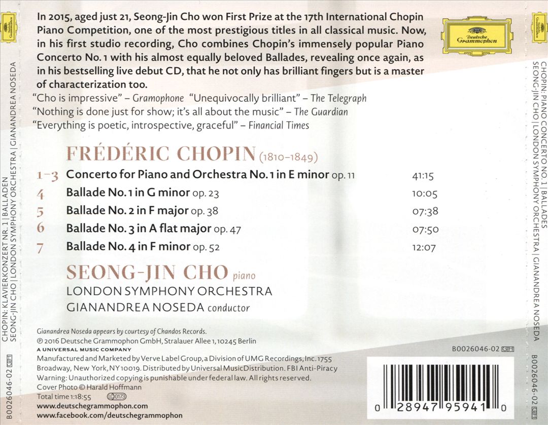 Chopin: Piano Concerto No. 1; Ballades cover art