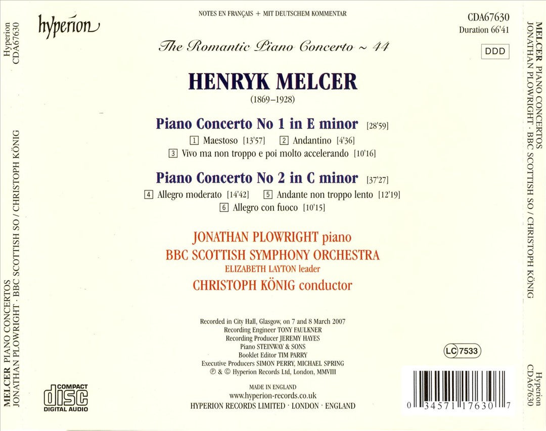 Romantic Piano Concerto 44 - Melcer: Piano Concertos Nos. 1 & 2 cover art