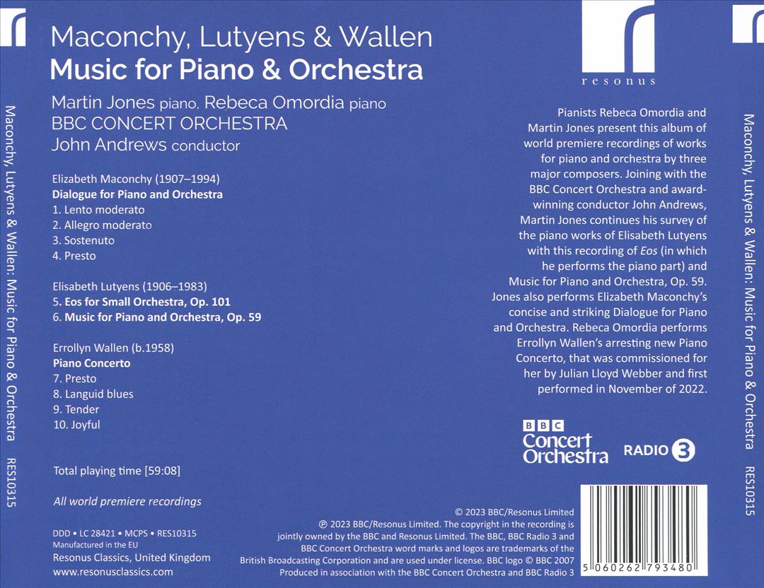 Maconchy, Lutyens & Wallen: Works for Piano & Orchestra cover art