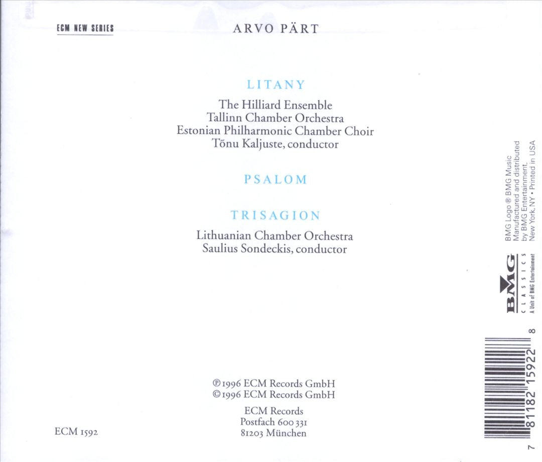 Arvo Pärt: Litany cover art