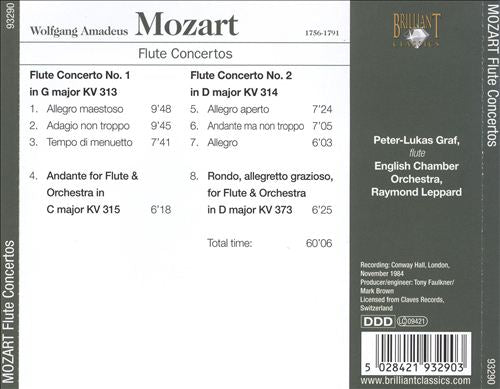 Mozart: Flute Concertos, KV 313 & 314 cover art