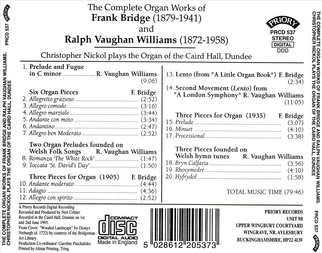 Complete Organ Works of Frank Bridge and Ralph Vaughan Williams cover art