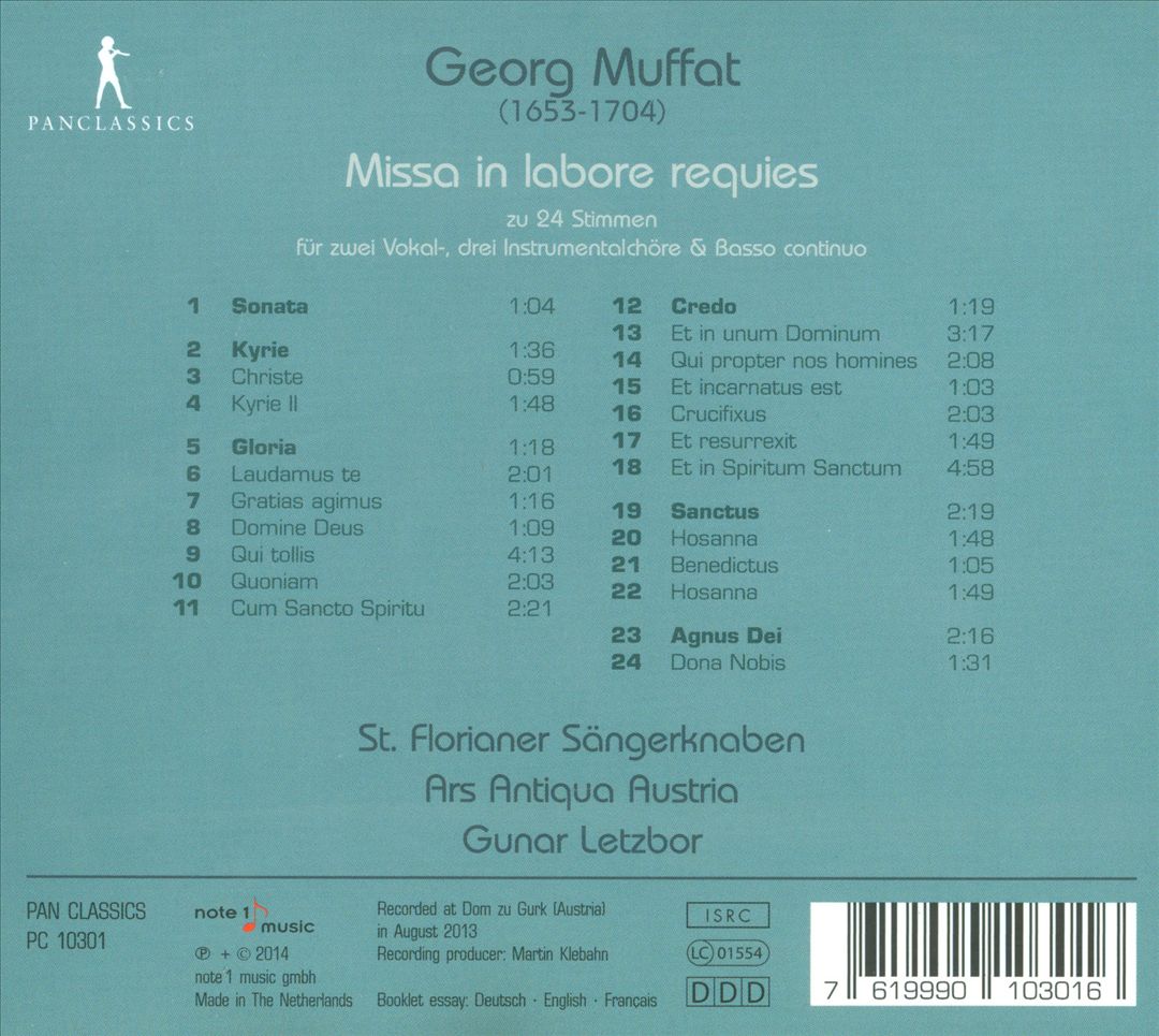 Georg Muffat: Missa in labore requies cover art