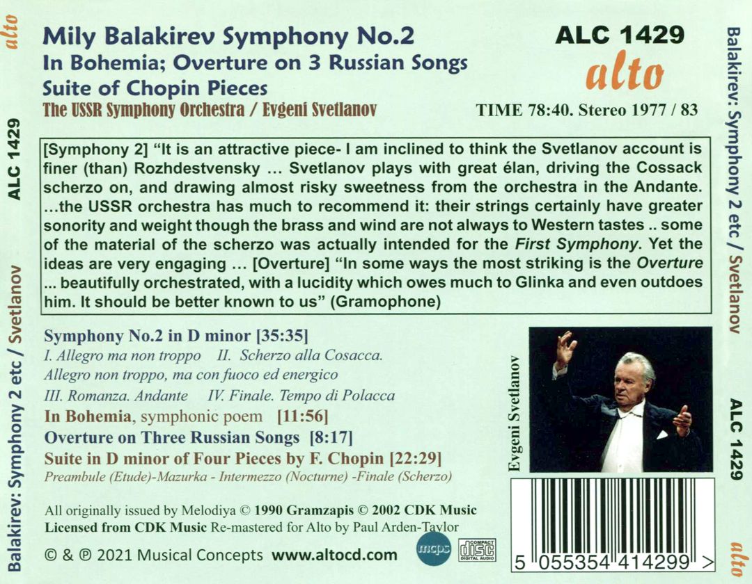 Balakirev: Symphony No. 2; In Bohemia; Overture on Russian Themes; Suite of Chopin Themes cover art