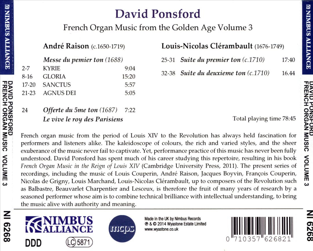 André Raison, Louis-Nicolas Clérambault: French Organ Music from the Golden Age, Vol. 3 cover art