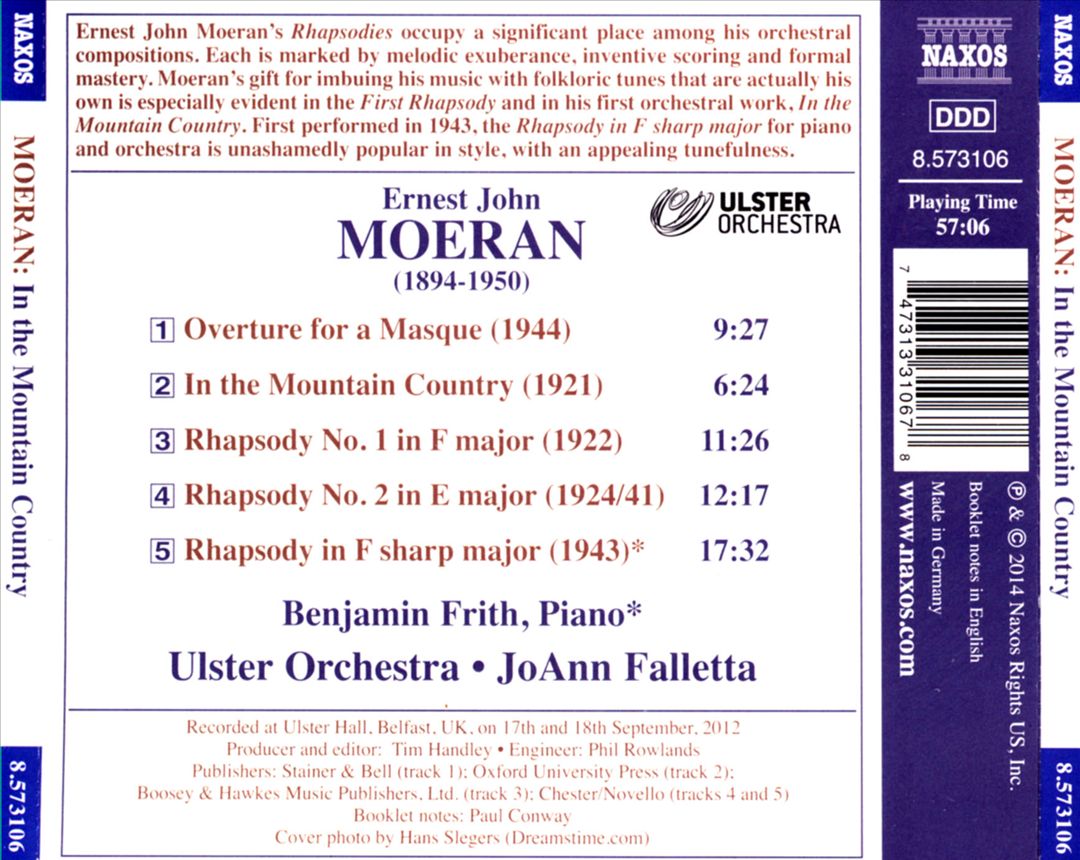 Moeran: In the Mountain Country; Rhapsodies; Overture for a Masque cover art