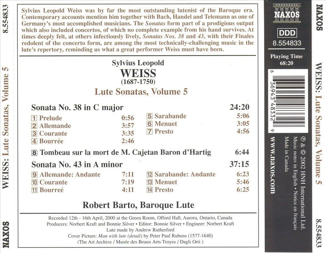 Sylvius Leopold Weiss: Lute Sonatas Nos. 38 & 43 cover art