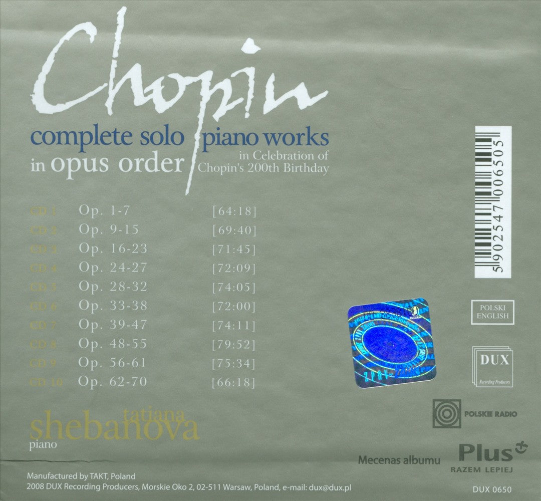 Chopin: Complete Solo Piano Works in Opus Order cover art