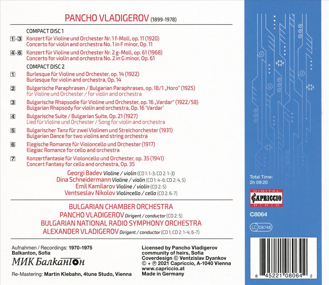 Pancho Vladigerov: String Concertos cover art